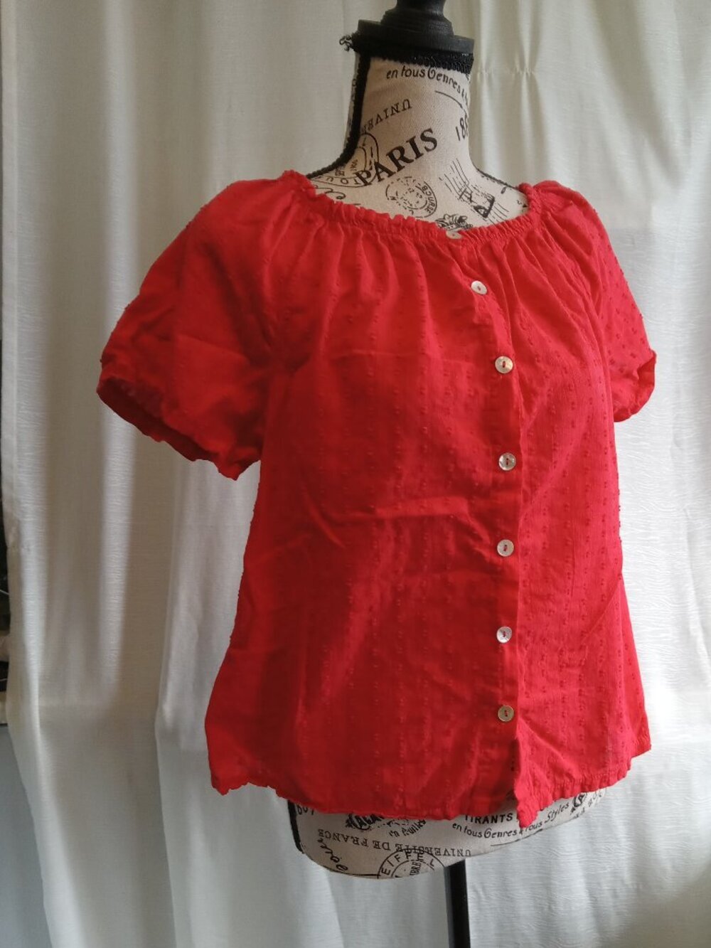 Terzo Millennio vintage English red lace button up blouse size Medium